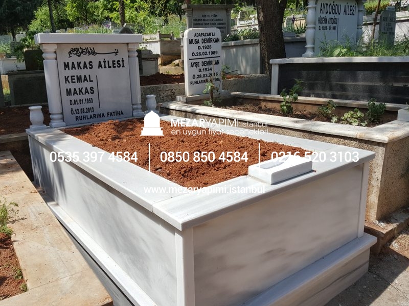 Tek Kişilik Mermer Sütunlu Mezar - Görsel 11