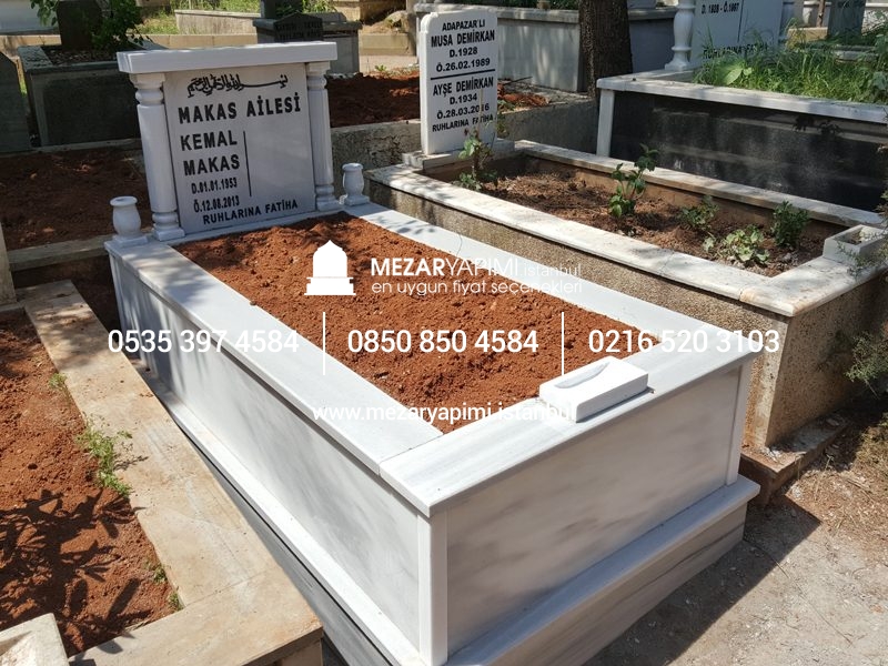Tek Kişilik Mermer Sütunlu Mezar - Görsel 19