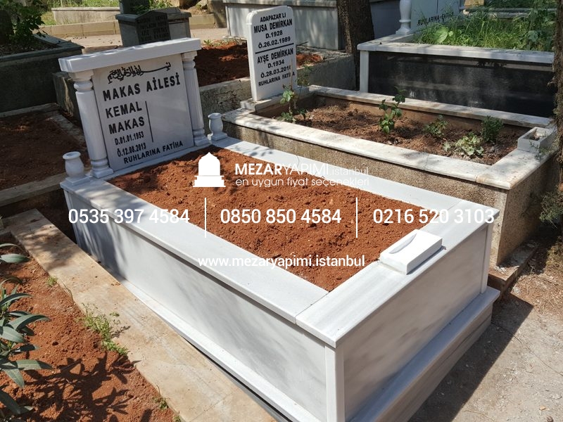 Tek Kişilik Mermer Sütunlu Mezar - Görsel 13