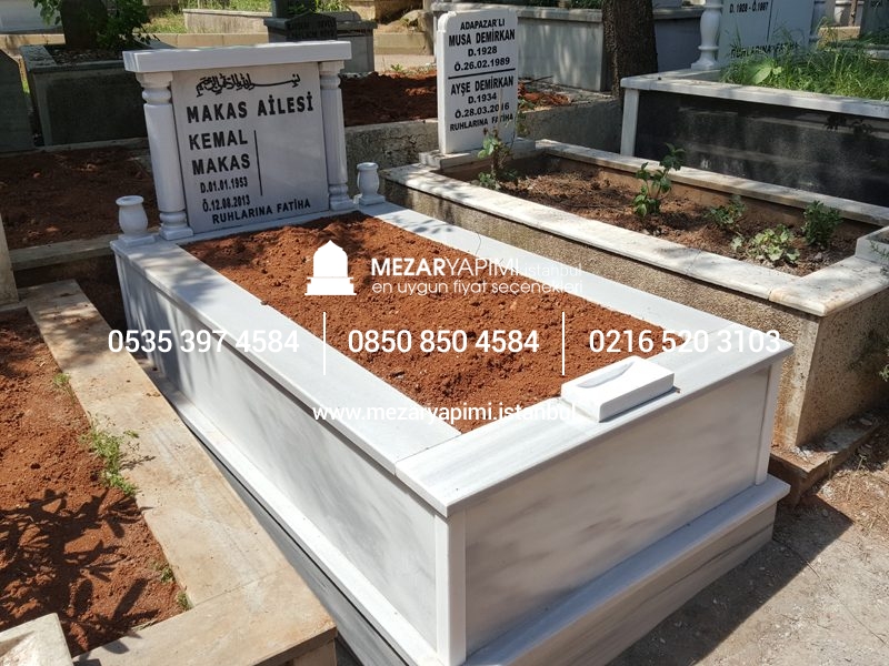 Tek Kişilik Mermer Sütunlu Mezar - Görsel 14