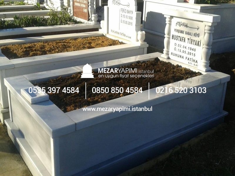 Tek Kişilik Mermer Sütunlu Mezar - Görsel 17
