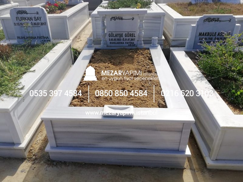Tek Kişilik Mermer Sütunlu Mezar - Görsel 18