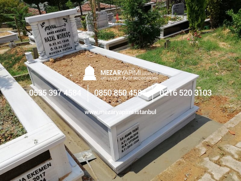 Tek Kişilik Mermer Sütunlu Mezar - Görsel 22