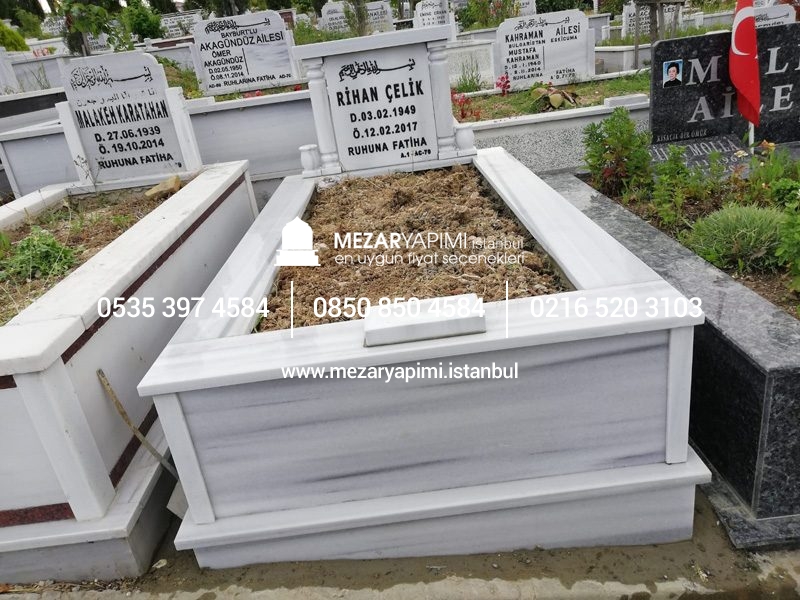 Tek Kişilik Mermer Sütunlu Mezar - Görsel 12