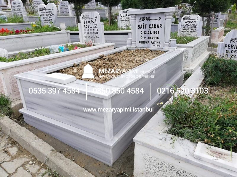 Tek Kişilik Mermer Sütunlu Mezar - Görsel 10