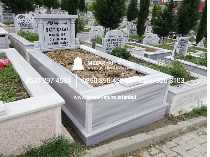 Tek Kişilik Mermer Sütunlu Mezar - Görsel 4