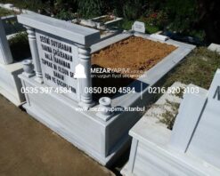 Tek Kişilik Mermer Sütunlu Mezar - Görsel 24