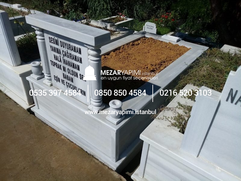 Tek Kişilik Mermer Sütunlu Mezar - Görsel 24