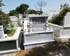 Tek Kişilik Mermer Sütunlu Mezar - Görsel 9