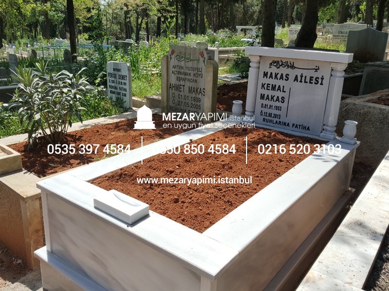 Tek Kişilik Mermer Sütunlu Mezar - Görsel 3