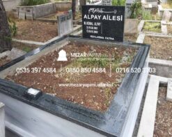 İki Kişilik Baş Taşı Küpeşte Granit Mezar - Görsel 3