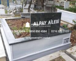 İki Kişilik Baş Taşı Küpeşte Granit Mezar - Görsel 5