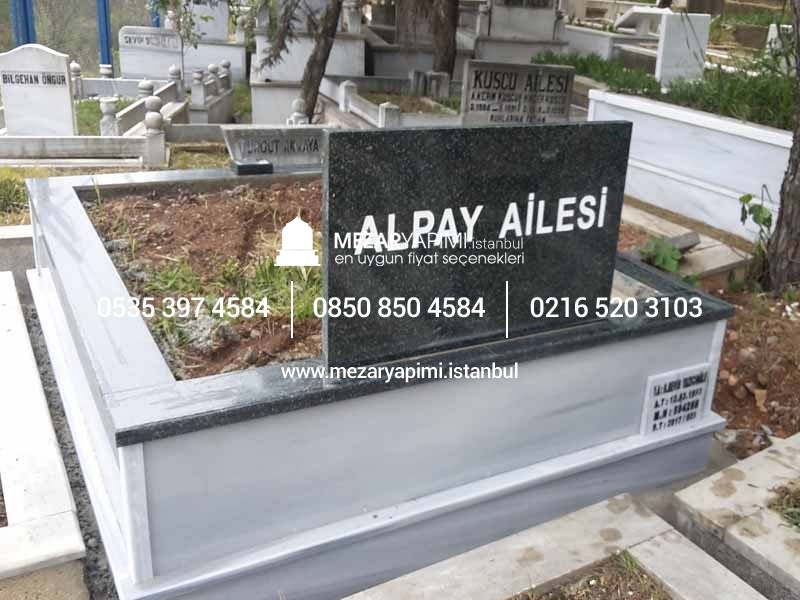 İki Kişilik Baş Taşı Küpeşte Granit Mezar - Görsel 5