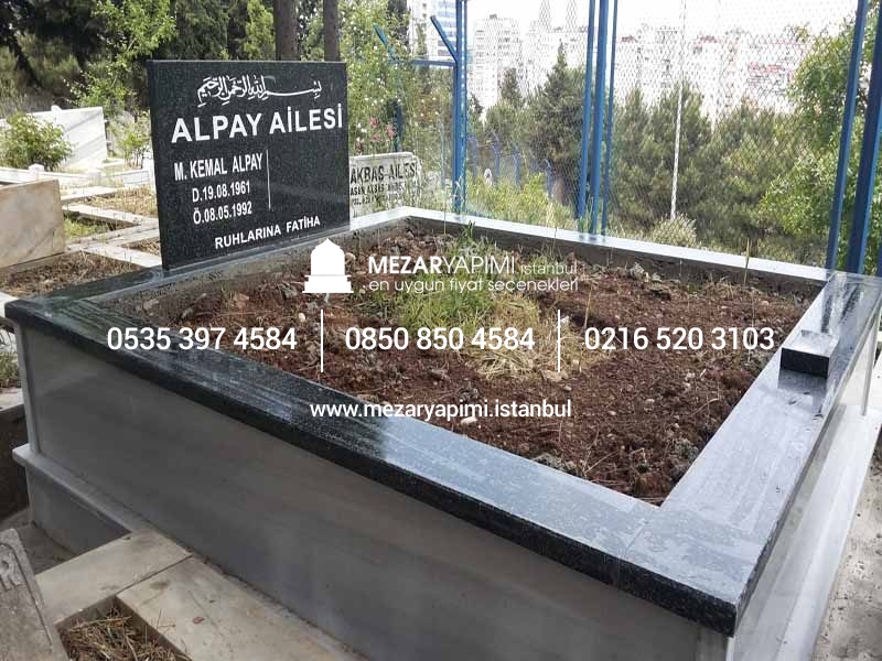 İki Kişilik Baş Taşı Küpeşte Granit Mezar