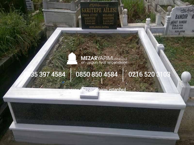 İki Kişilik Baş Taşı Gövde Granit Mezar - Görsel 3