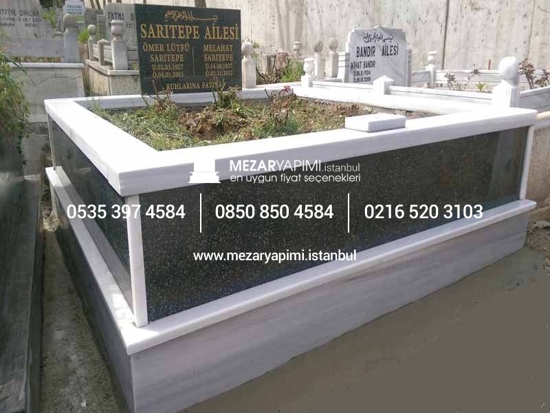 İki Kişilik Baş Taşı Gövde Granit Mezar - Görsel 2