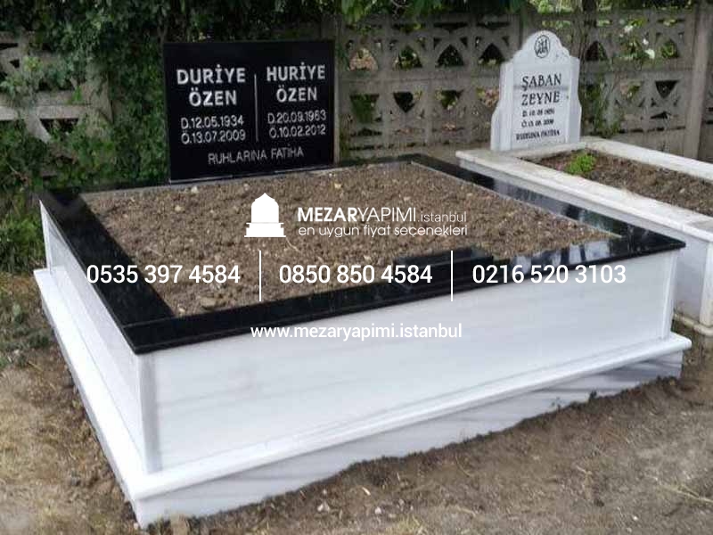 İki Kişilik Baş Taşı Küpeşte Granit Mezar - Görsel 2