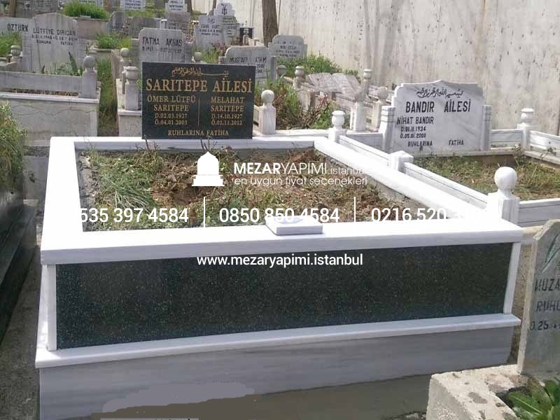 İki Kişilik Baş Taşı Gövde Granit Mezar
