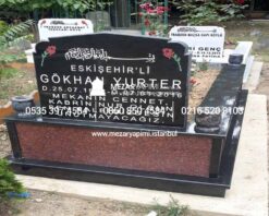 Tek Kişilik İki Renkli Komple Granit Mezar - Görsel 8