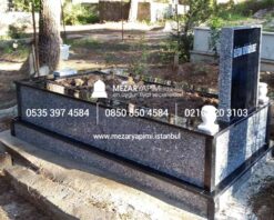 Tek Kişilik İki Renkli Komple Granit Mezar - Görsel 6