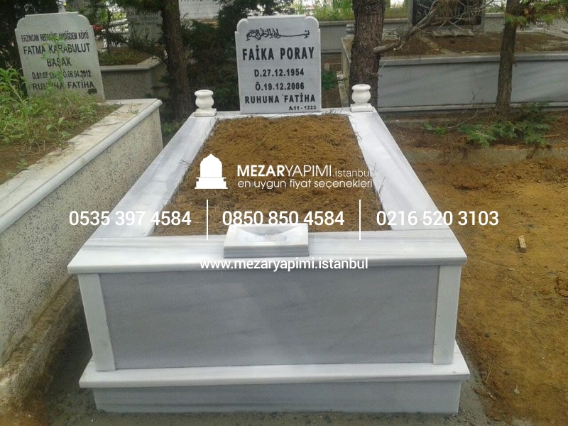 Tek Kişilik Vazolu Mermer Mezar - Görsel 5