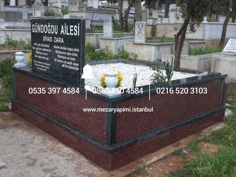 İki Kişilik İki Renkli Komple Granit Mezar