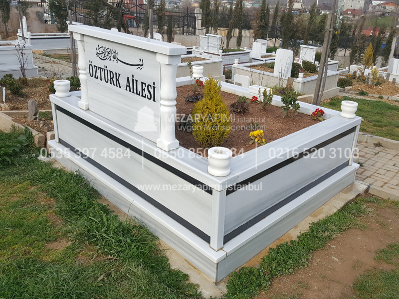 iki Kisilik Bastasi Sutunlu Granit seritli Mezar-3