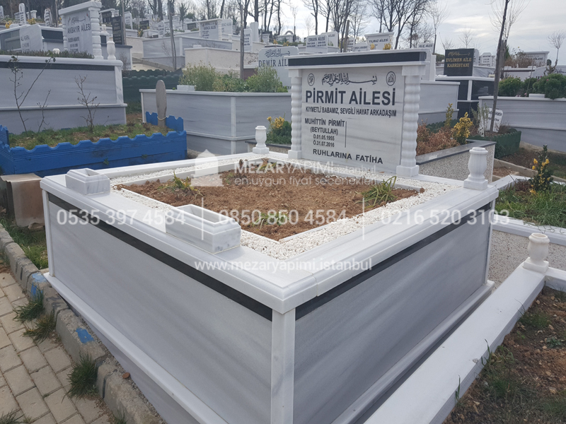 iki Kisilik Bastasi Sutunlu Granit seritli Mezar-4