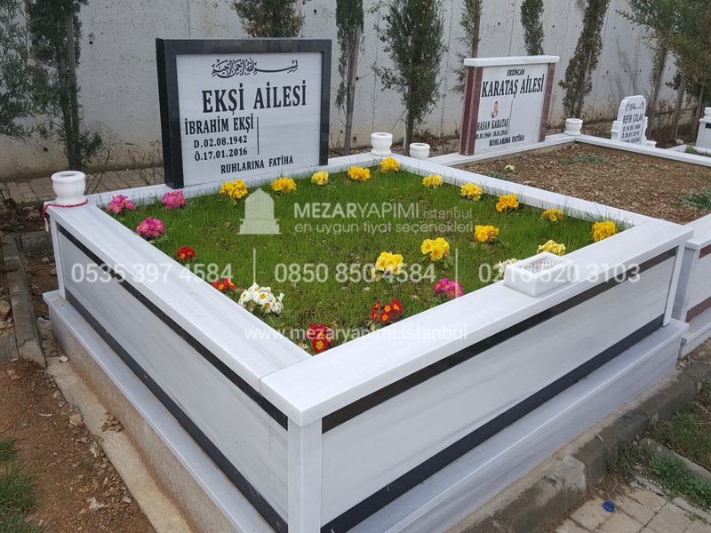 iki Kisilik Bastasi Sutunlu Granit seritli Mezar-5