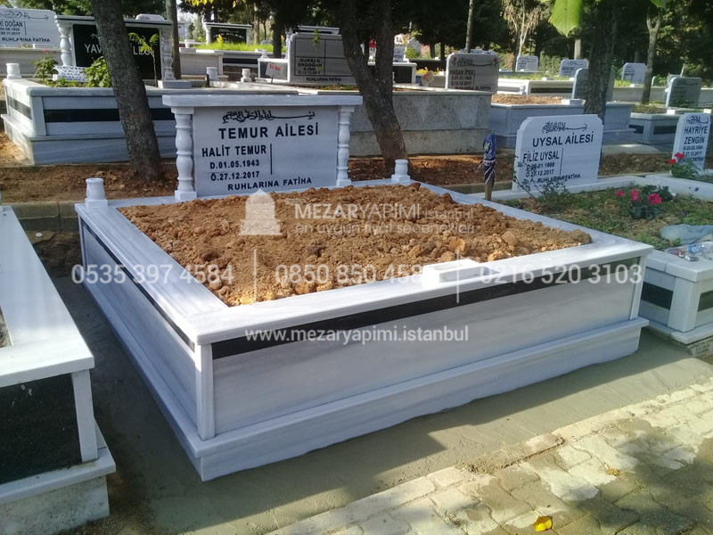iki Kisilik Bastasi Sutunlu Granit seritli Mezar-8