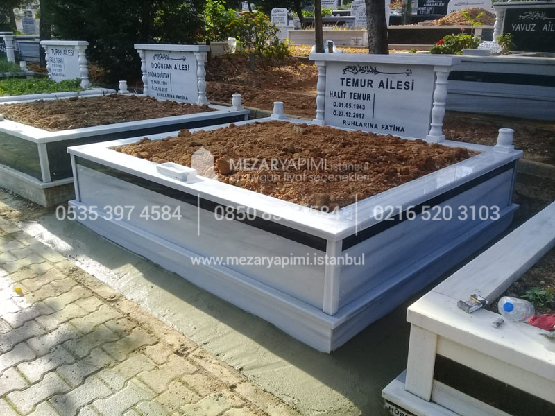 iki Kisilik Bastasi Sutunlu Granit seritli Mezar-9