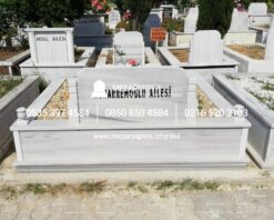 İki Kişilik Baştaşı Koltuklu Mermer Mezar - Görsel 9
