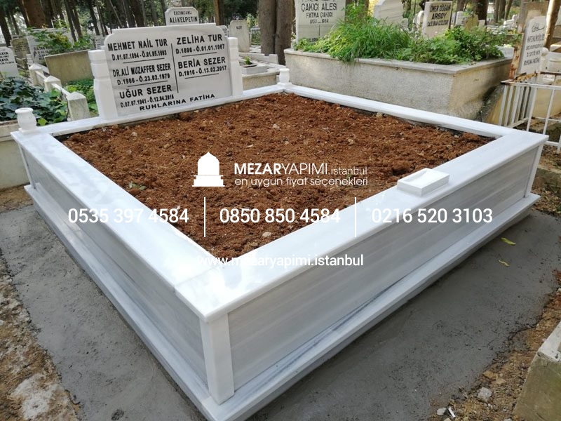 İki Kişilik Baştaşı Koltuklu Mermer Mezar - Görsel 12