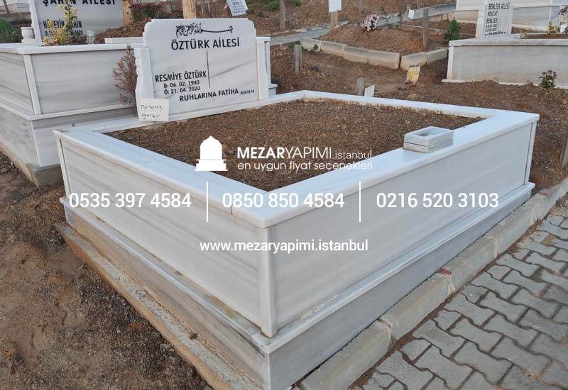 İki Kişilik Baştaşı Koltuklu Mermer Mezar - Görsel 4