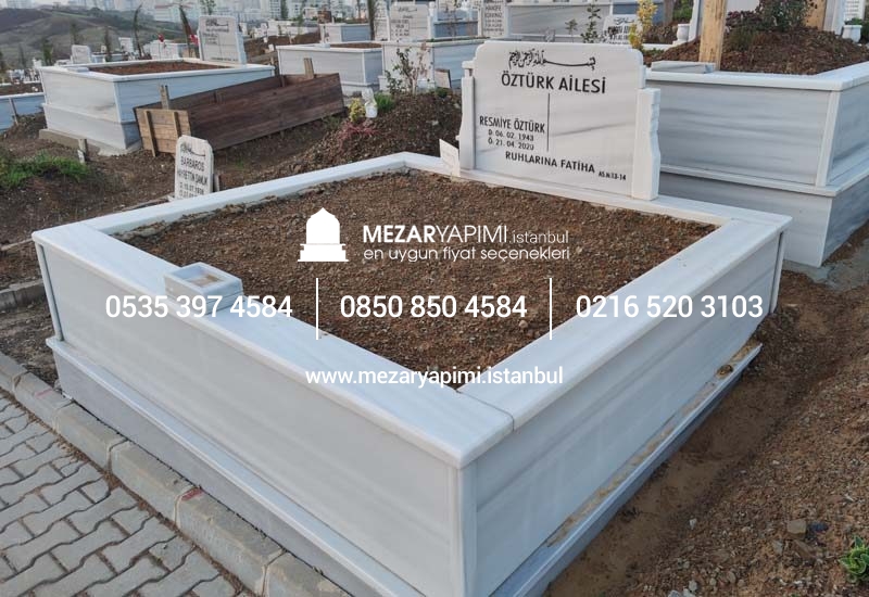 İki Kişilik Baştaşı Koltuklu Mermer Mezar - Görsel 2