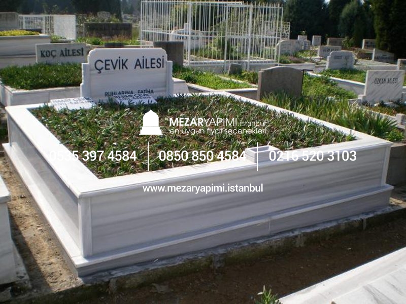 İki Kişilik Baştaşı Koltuklu Mermer Mezar - Görsel 5