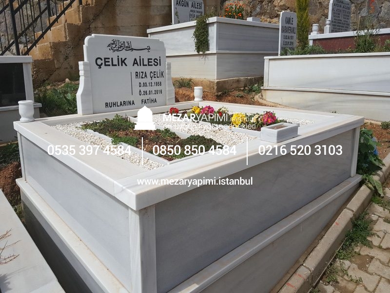 İki Kişilik Baştaşı Koltuklu Mermer Mezar - Görsel 3