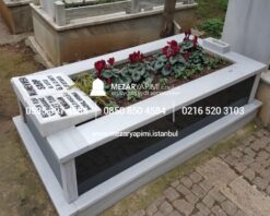 Tek Kişilik Baştaşı Kitabe Gövde Granit Mezar - Görsel 11