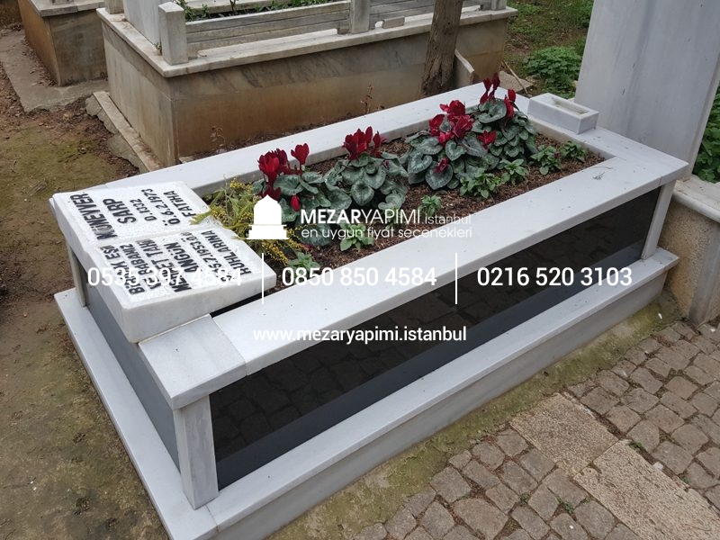 Tek Kişilik Baştaşı Kitabe Gövde Granit Mezar - Görsel 11