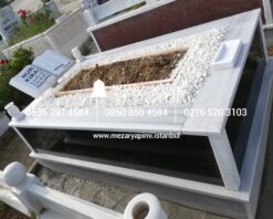 Tek Kişilik Baştaşı Kitabe Gövde Granit Mezar - Görsel 5