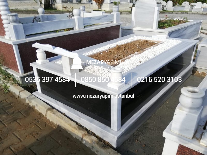 Tek Kişilik Baştaşı Kitabe Gövde Granit Mezar - Görsel 12