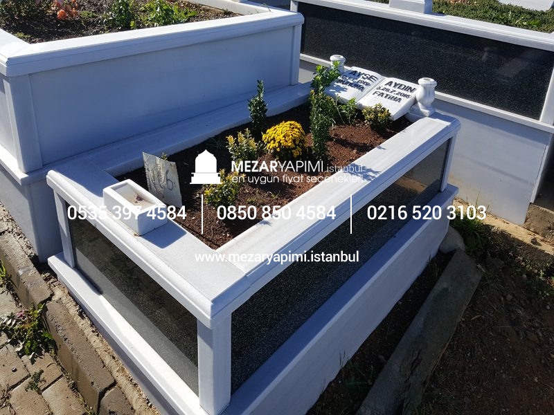 Tek Kişilik Baştaşı Kitabe Gövde Granit Mezar - Görsel 10