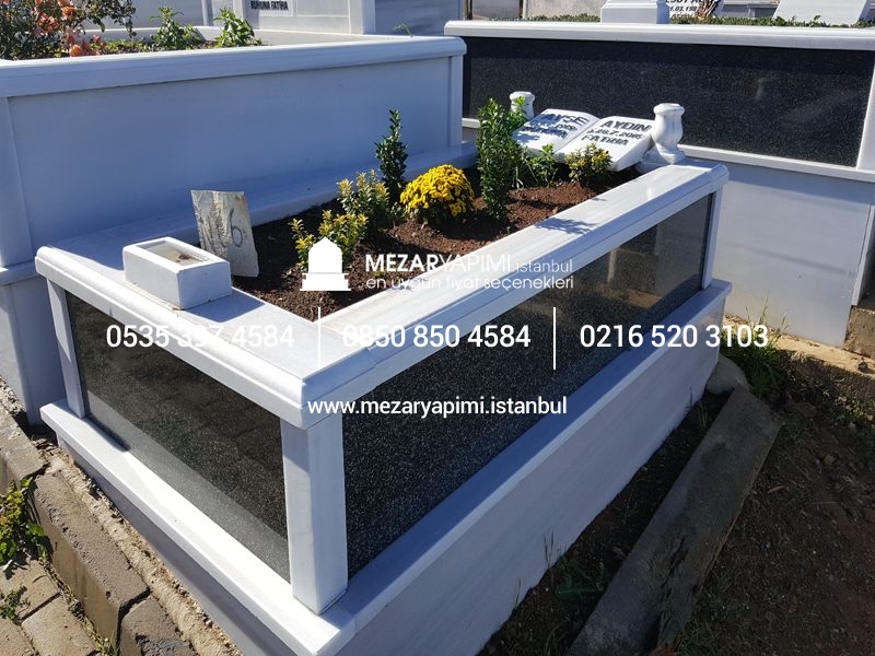 Tek Kişilik Baştaşı Kitabe Gövde Granit Mezar - Görsel 3