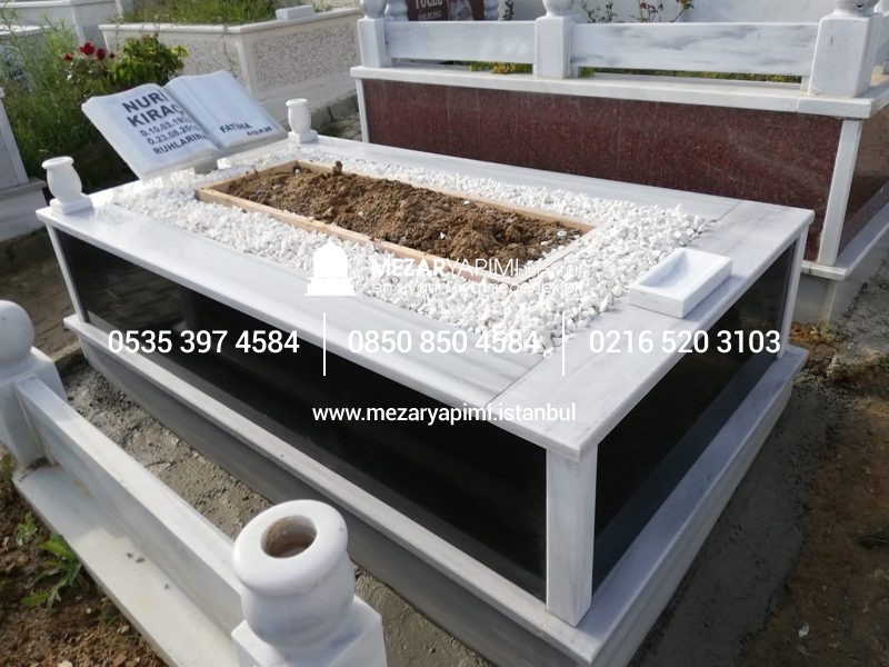 Tek Kişilik Baştaşı Kitabe Gövde Granit Mezar - Görsel 2
