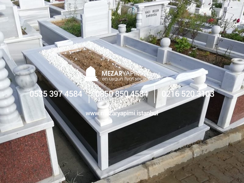 Tek Kişilik Baştaşı Kitabe Gövde Granit Mezar - Görsel 6
