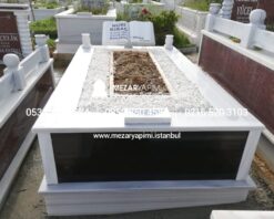 Tek Kişilik Baştaşı Kitabe Gövde Granit Mezar - Görsel 8