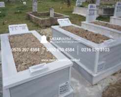 Tek Kişilik Baştaşı Kitabe Mermer Mezar - Görsel 7