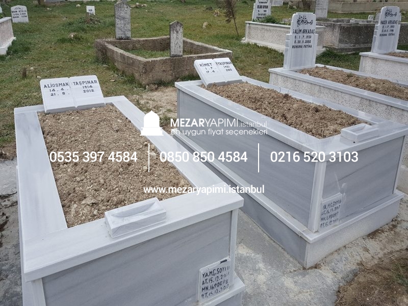 Tek Kişilik Baştaşı Kitabe Mermer Mezar - Görsel 7