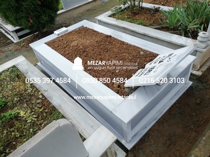 Tek Kişilik Baştaşı Kitabe Mermer Mezar - Görsel 9