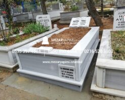 Tek Kişilik Baştaşı Kitabe Mermer Mezar - Görsel 6